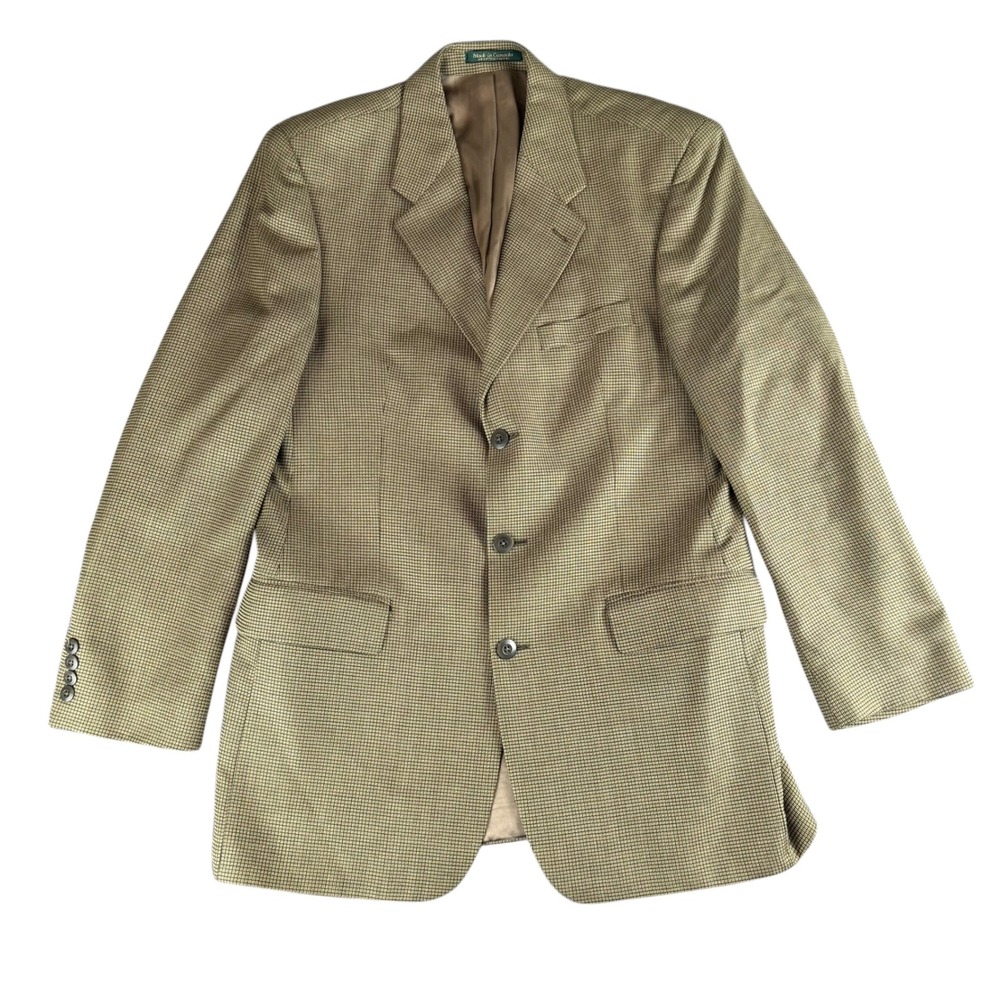 Davidsons Mens 41T Silk Wool Blazer Sport‎ Coat Tan Brown Micro Check Canada